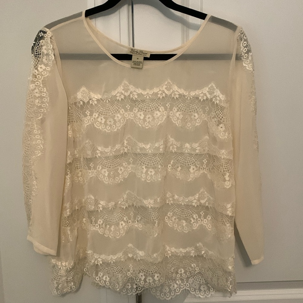 Lucky Brand lace 3/4 sleeve top